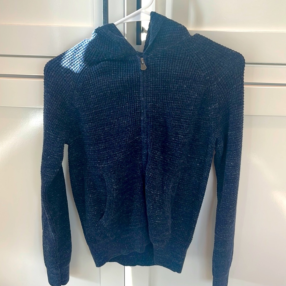 Unisex size Large navy zip up cardigan woven